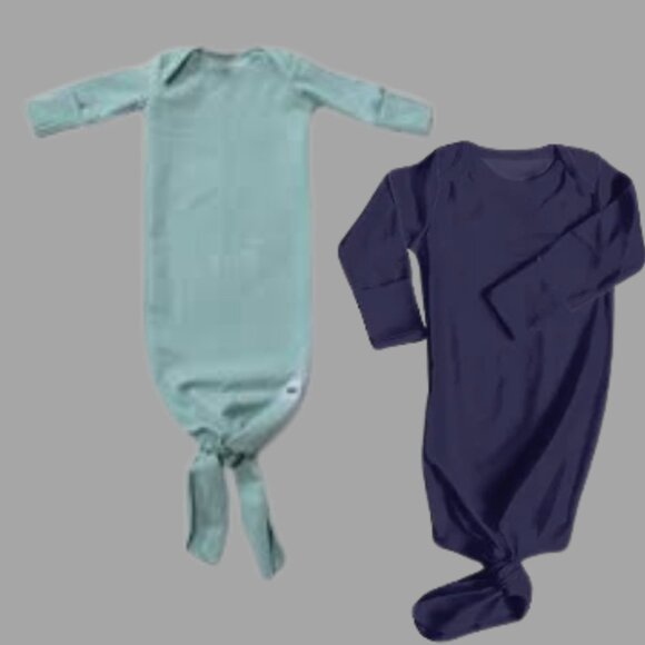 Willow Blossom Studio knotted Baby Gowns 0–3M | Blue & Mint Set - Picture 4 of 9